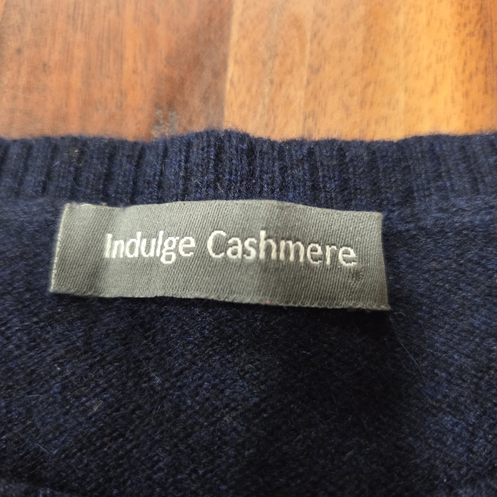 Indulge Cashmere Sweater Dress Navy Blue Long Sleeve Dress Sweater Size Small - Picture 3 of 6